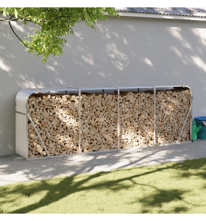 Porte-bûches argenté 300x45x100 cm acier galvanisé | Mobilier & Déco