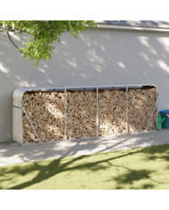 Porte-bûches argenté 300x45x100 cm acier galvanisé | Mobilier & Déco