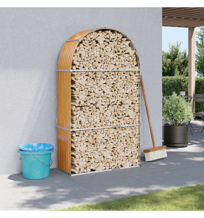 Porte-bûches marron clair 120x45x210 cm acier galvanisé | Mobilier & Déco