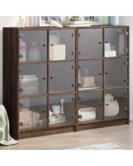 Bibliothèque avec portes chêne marron 136x37x109 cm | Mobilier & Déco