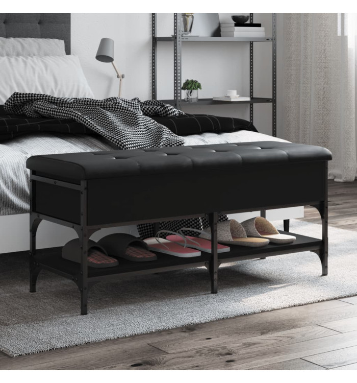 Banc à chaussures noir 102x42x45 cm bois d'ingénierie | Mobilier & Déco