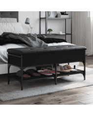 Banc à chaussures noir 102x42x45 cm bois d'ingénierie | Mobilier & Déco