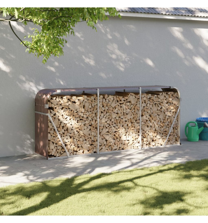 Porte-bûches marron 234x45x100 cm acier galvanisé | Mobilier & Déco