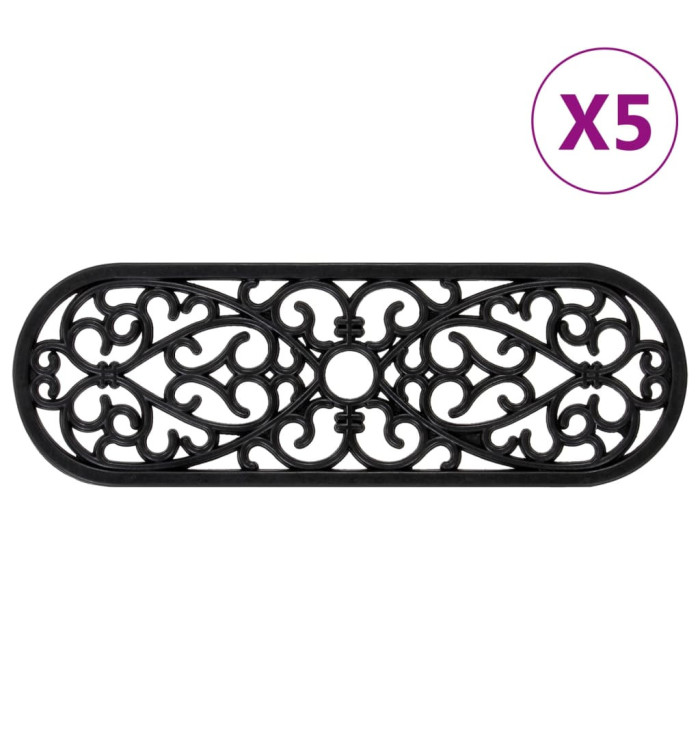 Marches d'escalier 5 pcs 25x75 cm caoutchouc | Mobilier & Déco