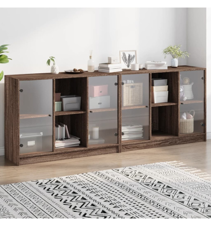 Bibliothèque avec portes chêne marron 204x37x75 cm | Mobilier & Déco