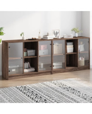 Bibliothèque avec portes chêne marron 204x37x75 cm | Mobilier & Déco