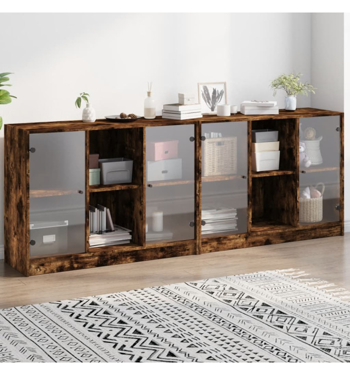 Bibliothèque avec portes chêne fumé 204x37x75 cm | Mobilier & Déco