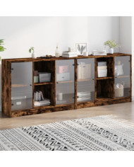Bibliothèque avec portes chêne fumé 204x37x75 cm | Mobilier & Déco