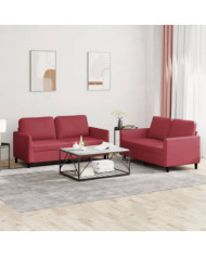 Ensemble de canapés 2 pcs et coussins Rouge bordeaux Similicuir | Mobilier & Déco