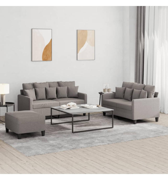 Ensemble de canapés 3 pcs avec coussins Taupe Tissu | Mobilier & Déco