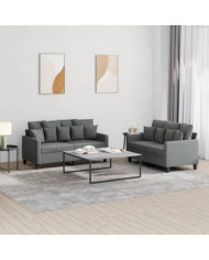 Ensemble de canapés 2 pcs avec coussins Gris foncé Tissu | Mobilier & Déco