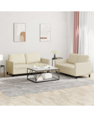 Ensemble de canapés 2 pcs avec coussins Crème Similicuir | Mobilier & Déco