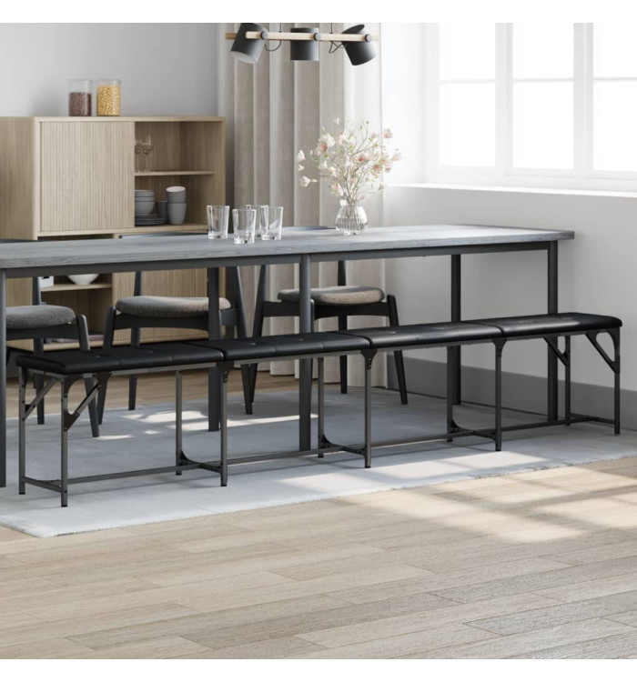 Banc à manger noir 248x32x45 cm acier et similicuir | Mobilier & Déco