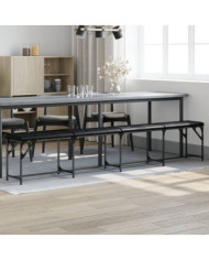 Banc à manger noir 248x32x45 cm acier et similicuir | Mobilier & Déco