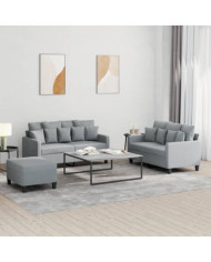 Ensemble de canapés 3 pcs avec coussins Gris clair Tissu | Mobilier & Déco