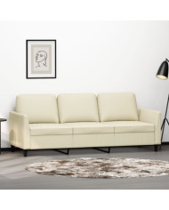 Canapé à 3 places Crème 180 cm Similicuir | Mobilier & Déco