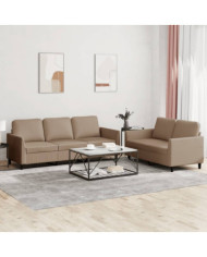 Ensemble de canapés 2 pcs avec coussins Cappuccino Similicuir | Mobilier & Déco