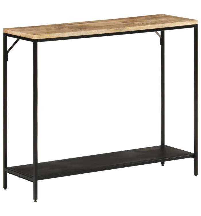 Table console 90x30x75 cm bois de manguier massif brut et fer | Mobilier & Déco