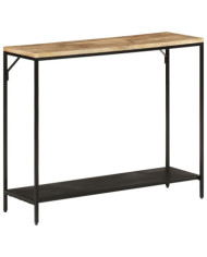 Table console 90x30x75 cm bois de manguier massif brut et fer | Mobilier & Déco