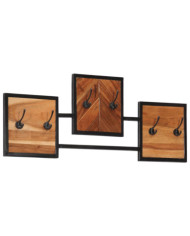 Porte-manteau mural 90x1x35 cm bois massif d'acacia et fer | Mobilier & Déco