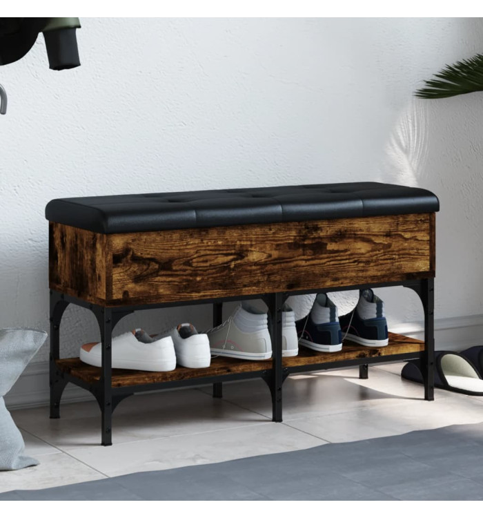 Banc à chaussures chêne fumé 82x32x45 cm bois d'ingénierie | Mobilier & Déco