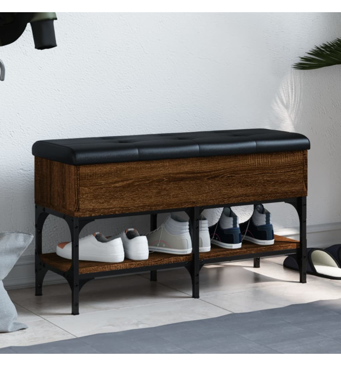 Banc à chaussures chêne marron 82x32x45 cm bois d'ingénierie | Mobilier & Déco