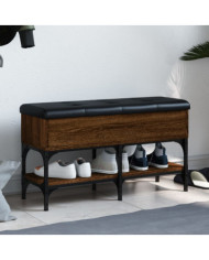 Banc à chaussures chêne marron 82x32x45 cm bois d'ingénierie | Mobilier & Déco