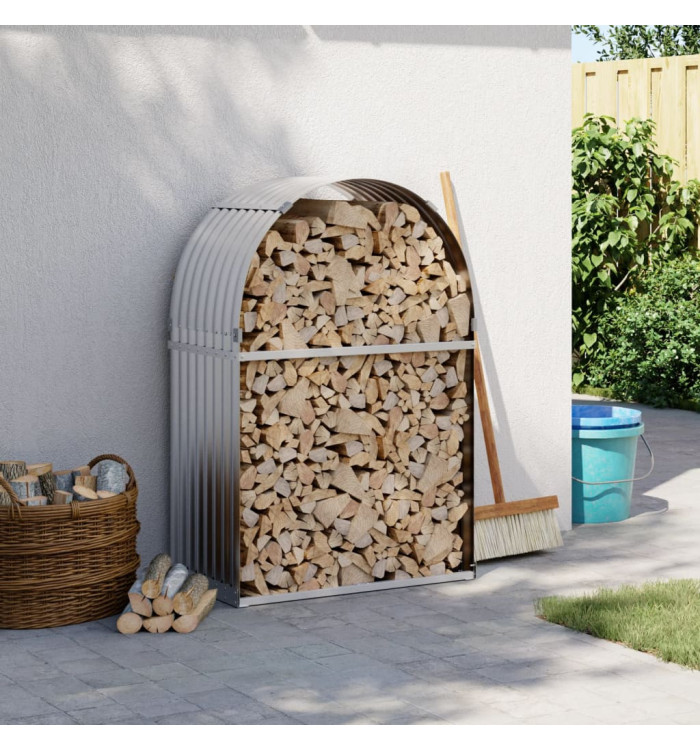 Porte-bûches argenté 80x45x120 cm acier galvanisé | Mobilier & Déco