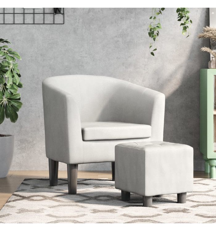 Fauteuil avec repose-pied blanc similicuir | Mobilier & Déco