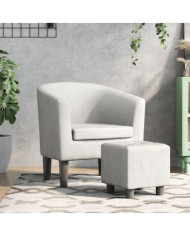 Fauteuil avec repose-pied blanc similicuir | Mobilier & Déco