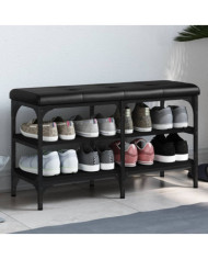 Banc à chaussures noir 82x32x47 cm Bois d'ingénierie | Mobilier & Déco