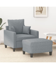 Fauteuil avec repose-pied Gris clair 60 cm Tissu | Mobilier & Déco