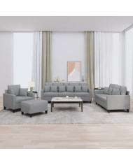 Ensemble de canapés 4 pcs coussins gris clair tissu | Mobilier & Déco