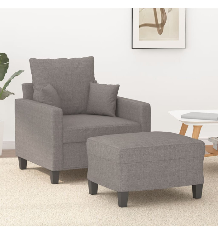 Fauteuil avec repose-pied Taupe 60 cm Tissu | Mobilier & Déco