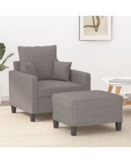 Fauteuil avec repose-pied Taupe 60 cm Tissu | Mobilier & Déco