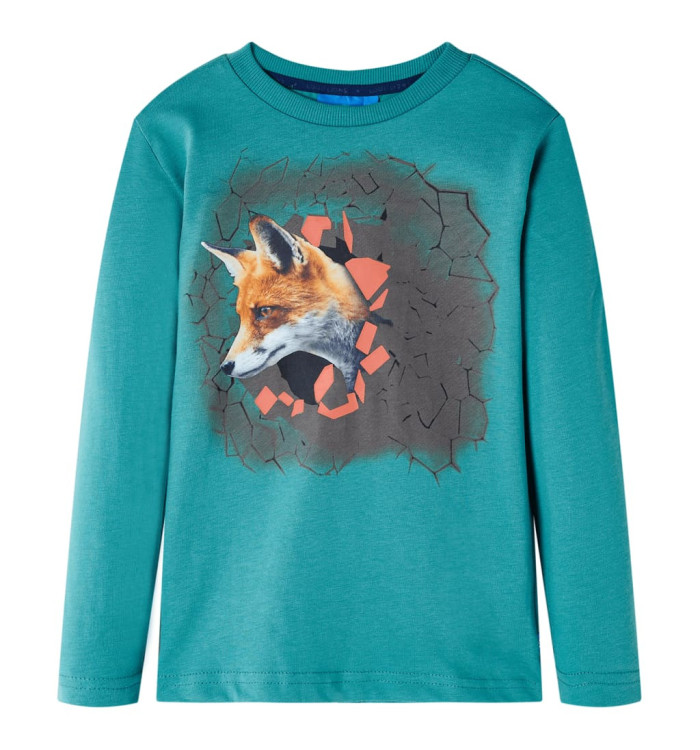 T-shirt pour enfants à manches longues aqua foncé 128 | Mobilier & Déco