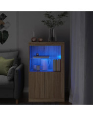 Armoire latérale avec lumières LED chêne sonoma | Mobilier & Déco