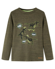T-shirt enfant à manches longues kaki foncé 104 | Mobilier & Déco