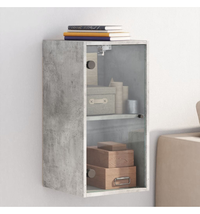 Armoire murale avec portes en verre gris béton 35x37x68,5 cm | Mobilier & Déco