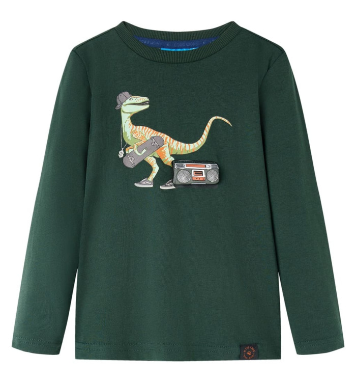 T-shirt enfants à manches longues vert foncé 116 | Mobilier & Déco