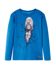 T-shirt pour enfant à manches longues bleu pétrole 128 | Mobilier & Déco