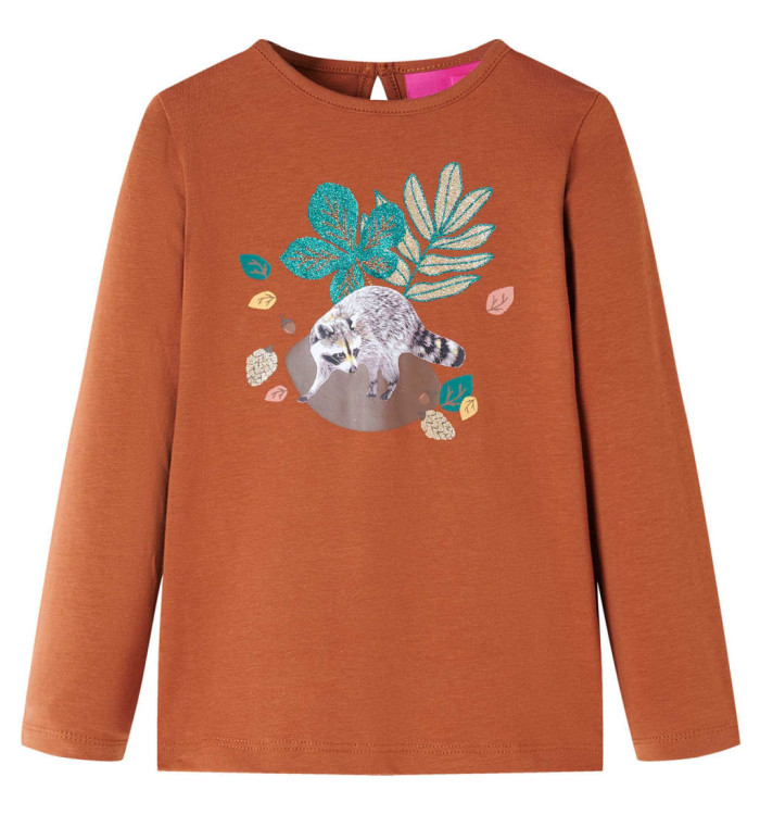 T-shirt enfants à manches longues cognac 140 | Mobilier & Déco