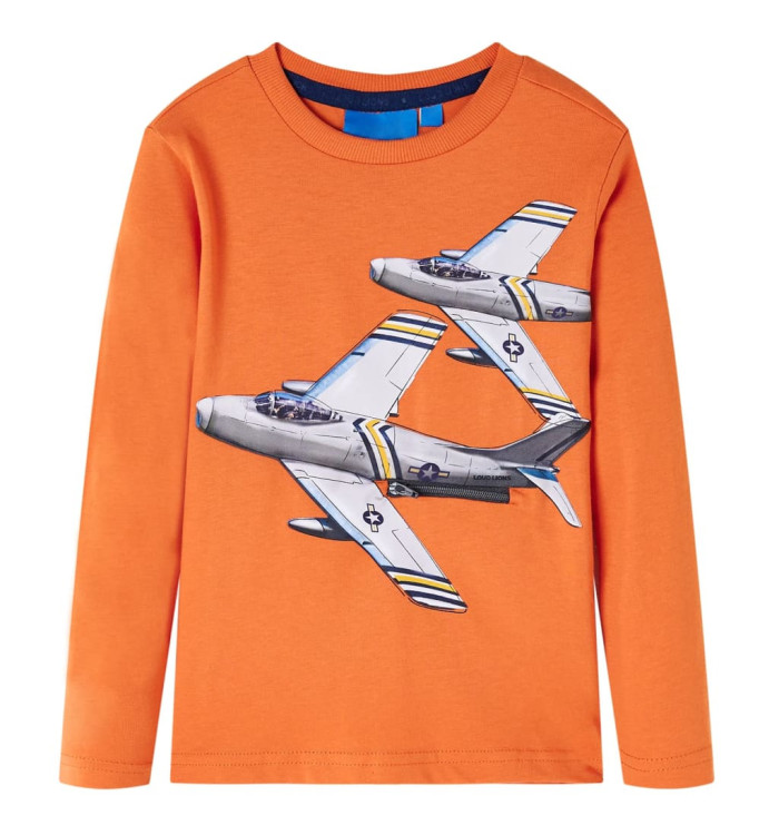 T-shirt enfants manches longues orange foncé 128 | Mobilier & Déco