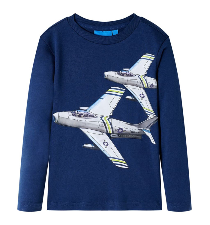 T-shirt enfants à manches longues bleu marine 104 | Mobilier & Déco