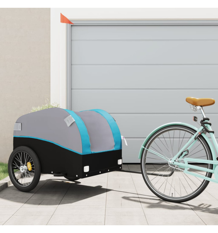 Remorque pour vélo noir et bleu 45 kg fer | Mobilier & Déco
