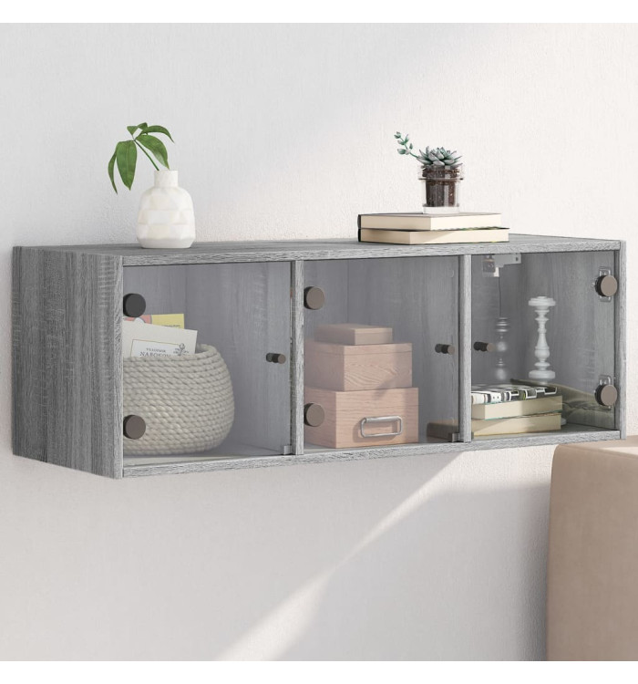 Armoire murale avec portes en verre sonoma gris 102x37x35 cm | Mobilier & Déco