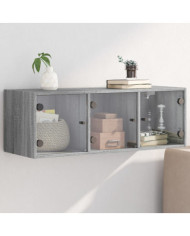 Armoire murale avec portes en verre sonoma gris 102x37x35 cm | Mobilier & Déco