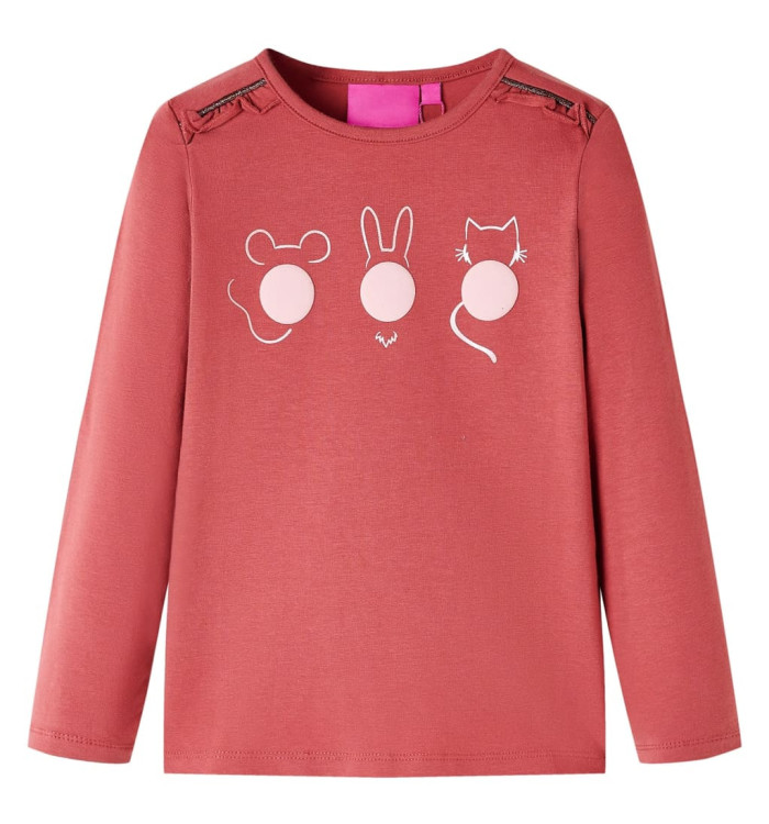 T-shirt pour enfants à manches longues rose brûlé 116 | Mobilier & Déco