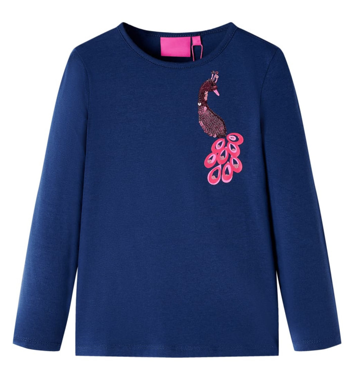 T-shirt pour enfants à manches longues bleu marine 92 | Mobilier & Déco