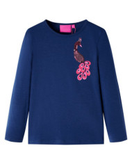 T-shirt pour enfants à manches longues bleu marine 116 | Mobilier & Déco
